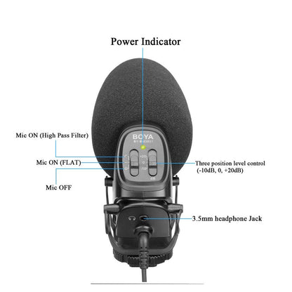 Boya BY-BM3031 On-Camera Super Cardioid Shotgun Microphone for Camera Youtube Vlog Studio Video Recording Streaming