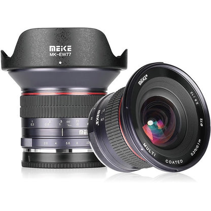 Meike MK-12mm 12mm F/2.8 Ultra Wide Angle Manual Focus APS-C Prime Lens (E-Mount) for Sony Mirrorless Cameras