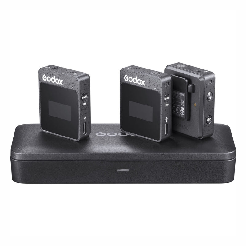 Godox MoveLink Series II M2 / M2 Wireless Omnidirectional Lavalier Microphone System with Clip-On Transmitter / Receiver (TX TX RX), with 8HR / 6HR Runtime, Built-In Rechargeable Batteries and Charging Case for Vlogging and Interviews | JG Sup