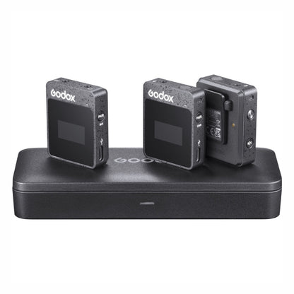 Godox MoveLink Series II M2 Wireless Omnidirectional Lavalier Microphone System with Clip-On Transmitter / Receiver (TX TX RX), with 8HR / 6HR Runtime, Built-In Rechargeable Batteries and Charging Case for Vlogging and Interviews