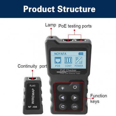 NOYAFA NF-488 Network Tester Poe Checker Test Power Over The Ethernet Cat5 Cat6 Lan Tester Network Tools