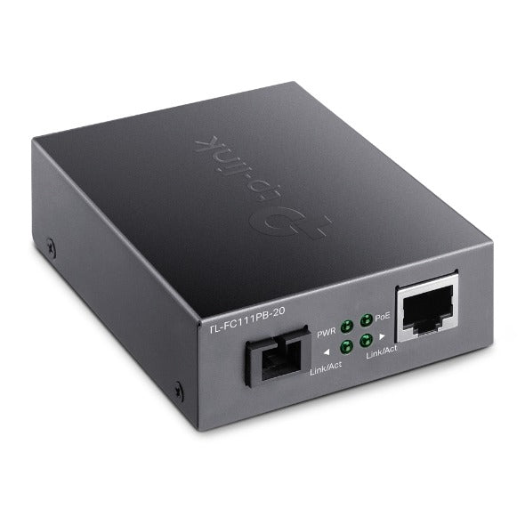 TP-Link TL-FC111PB-20 10/100Mbps WDM Media Converter with 1-Port PoE Single-Mode Fiber Optic Transceiver with 20 km Extension Range, Auto-Negotiation Half/Full-Duplex Mode, Auto-MDI/MDIX TP LINK TPLINK