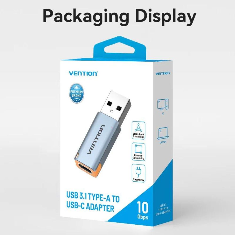 Vention USB 3.1 Type-A Male to Type-C Female OTG Adapter with High-Speed 10Gbps Transfer Speed, Convenient Lanyard for Laptop, Desktop Computer