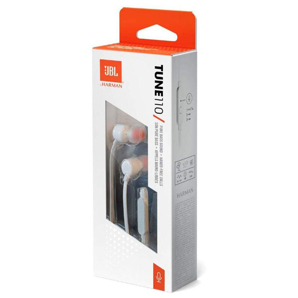JBL Tune 110 9mm Dynamic Pure Bass Quality Sound In-Ear Headphones with In-Line Remote with Microphone Control