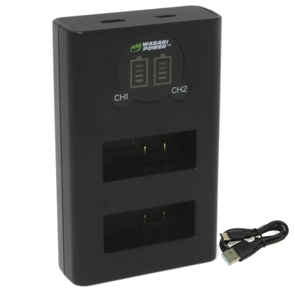 Wasabi Power (2 Pack) 3.85V 1900mAh Rechargeable Battery and Triple Bay Charger with LED Power Indicators, USB Micro and Type-C Ports for GoPro HERO 13 Black Action Camera