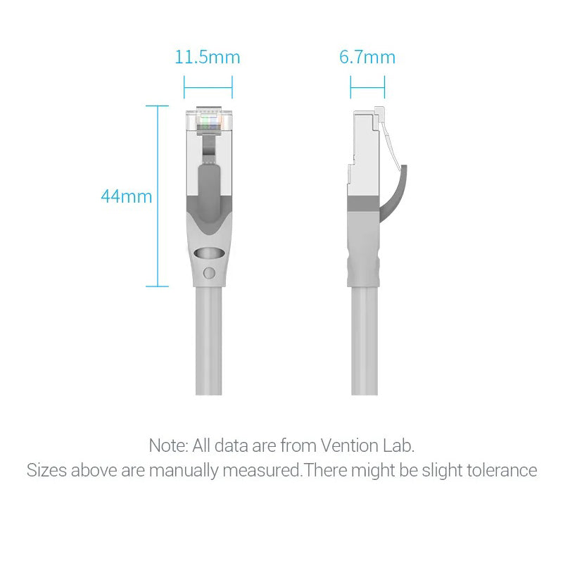 [CLEARANCE] Vention Cat6A STFP Patch Ethernet LAN Cable Gray with 10Gbps Ultra-High-Speed Rate, Anti-Bending Buckle, Gold-Plated Pins RJ45 for Internet, PC, Laptop, TV, Printer, Switch (35 meters) | IBHHU