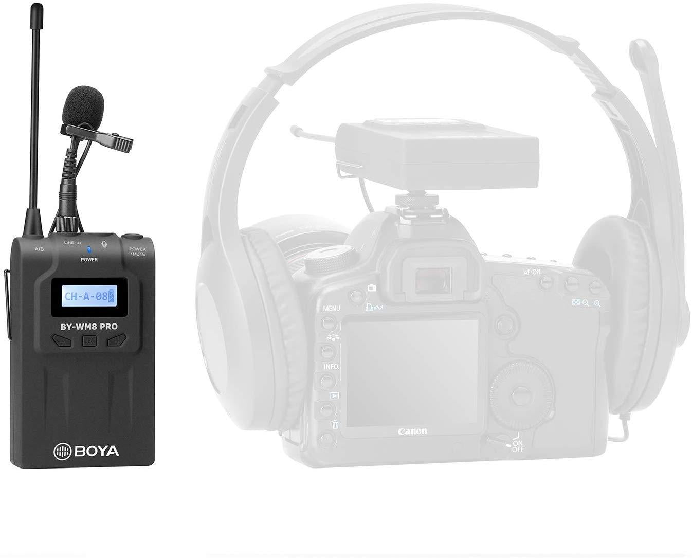 Boya TX8 Pro Dual-channel Wireless Bodypack Transmitter Unit with Omnidirectional Lavalier Mic for the BY-WM8 PRO Wireless Lavalier Microphone System  | JG Superstore