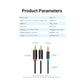 Vention TRS 3.5MM Male to Dual RCA Male 10-Meters Gold Plated (BCL) Audio Cable for Amplifiers, Laptops, Speakers, Mixers