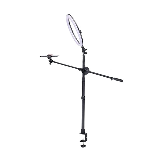 Vijim by Ulanzi 11" RGB Ring Light Multifuction C-clamp Stand and Phone Holder with 68" Extendable Overhead Arm for Live Streaming, Photography, Video | K16