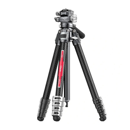 [CLEARANCE] Ulanzi TT09 VideoGo Carbon Fiber Video Tripod with Falcam F38 Arca-Swiss Quick Release Plate, Panoramic Ball Head, Integrated Leveling Bowl, 360° Pan / -50° to +60° Tilt, 142cm Max. Height for DSLR, SLR, Mirrorless, Video Camera
