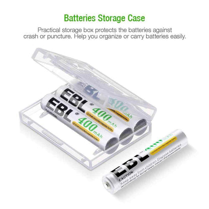 [CLEARANCE] EBL AAAA 1.2V Ni-MH 400mAh Rechargeable Batteries with Surface Pen (4pcs)