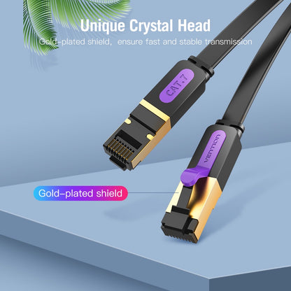 Vention CAT7 Ethernet Flat Cable FTP 10Gbps 600MHz (Male to Female) High Speed Lan Network Wire Cord for Internet Router PC Modem (ICB)