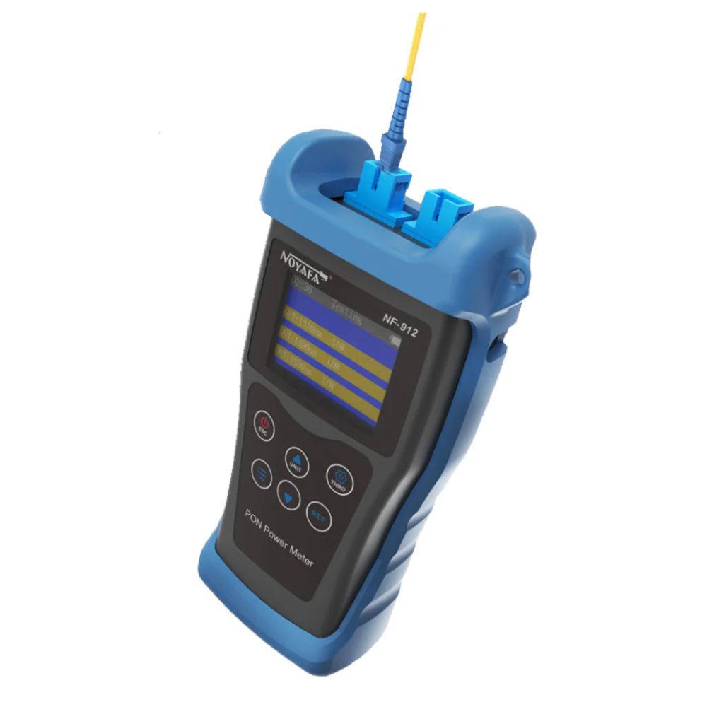 NOYAFA NF-912 PON Optical Power Meter - Digital Fiber Optic Network Cable Tester with Rechargeable Battery & Data Storage