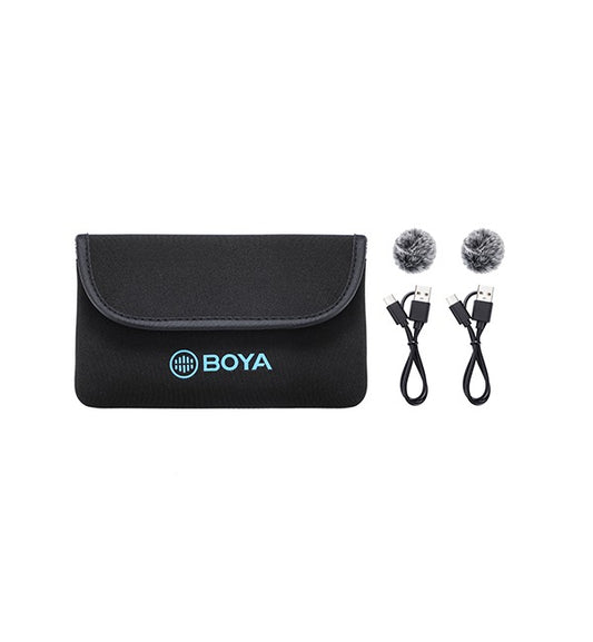 [CLEARANCE] BOYA BY-M1V Series 2.4GHz Dual-Channel Wireless Lavalier Microphone System (Plug & Play) Clip On Mic for Smartphone, Tablet, DSLR, Mirrorless, Camera, iPad, iPhone, Android & iOS Devices - USB Type C / Lightning / 3.5mm Audio Jackst