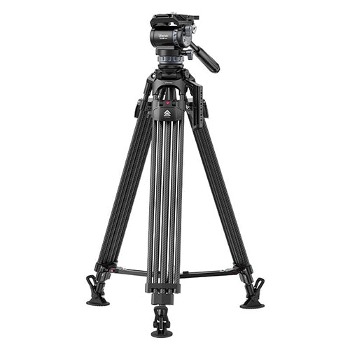 Ulanzi VideoFast Heavy-Duty Tripod with Fluid Head & Manfrotto Quick Release Plate - Carbon Fiber/Aluminum Legs, 360° Panning, +90°/-45° Tilting, 164cm Max Height, 25kg Load Capacity for Digital Cameras & Video Camcorders