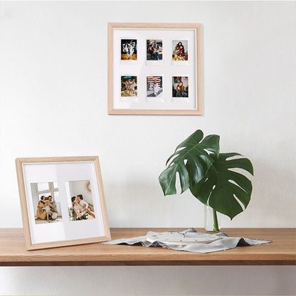 [CLEARANCE] Pikxi 2-in-1 Wooden Photo Frame with 2-Slot 4R Picture Divider and 6-Slot Instax Mini Film Divider with Stand