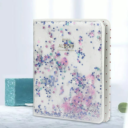 [CLEARANCE] Pikxi 64 Pockets Glitter Quicksand Instax Mini Film Photo Album for Fujifilm Instax Mini Instant Camera - Pink Quicksand