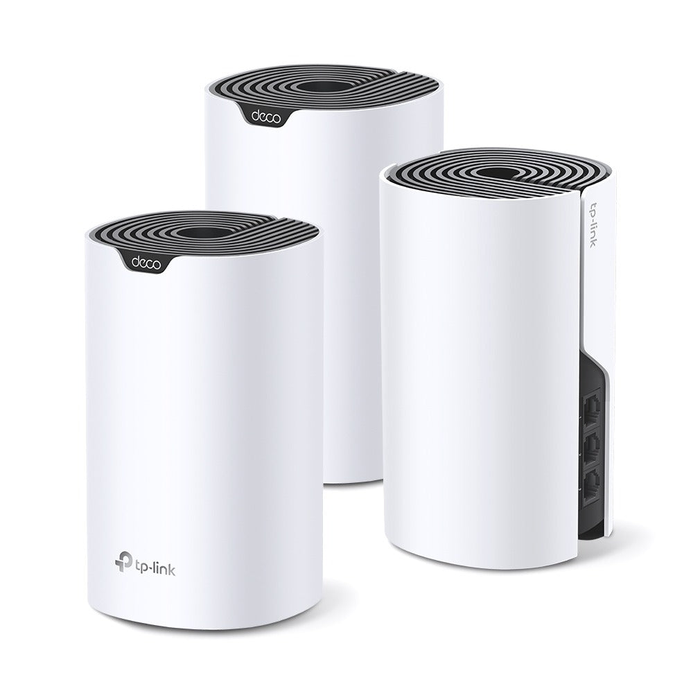 TP-Link Deco S7 AC1900 (3-Pack) Whole Home Mesh Dual Band Wi-Fi System with 1300Mbps at 5GHz, 600Mbps at 2.4GHz, Covers Up to 3,900 sq.ft., Connects over 100 Devices, 3x Gigabit Ports, Router/AP Mode, MU-MIMO, Beamforming, IPv6, Alexa Supported