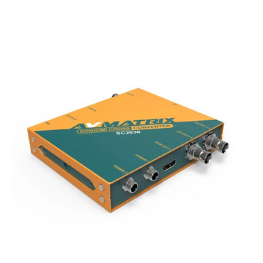 AVMatrix SC2030 3G-SDI/HDMI Scaling Cross Converter 3.5mm Audio Input, HDMI to SDI & SDI to HDMI with Upscales/Downscales, DIP Switches Set Conversion Modes, and Dual Threaded Locking Power Connector