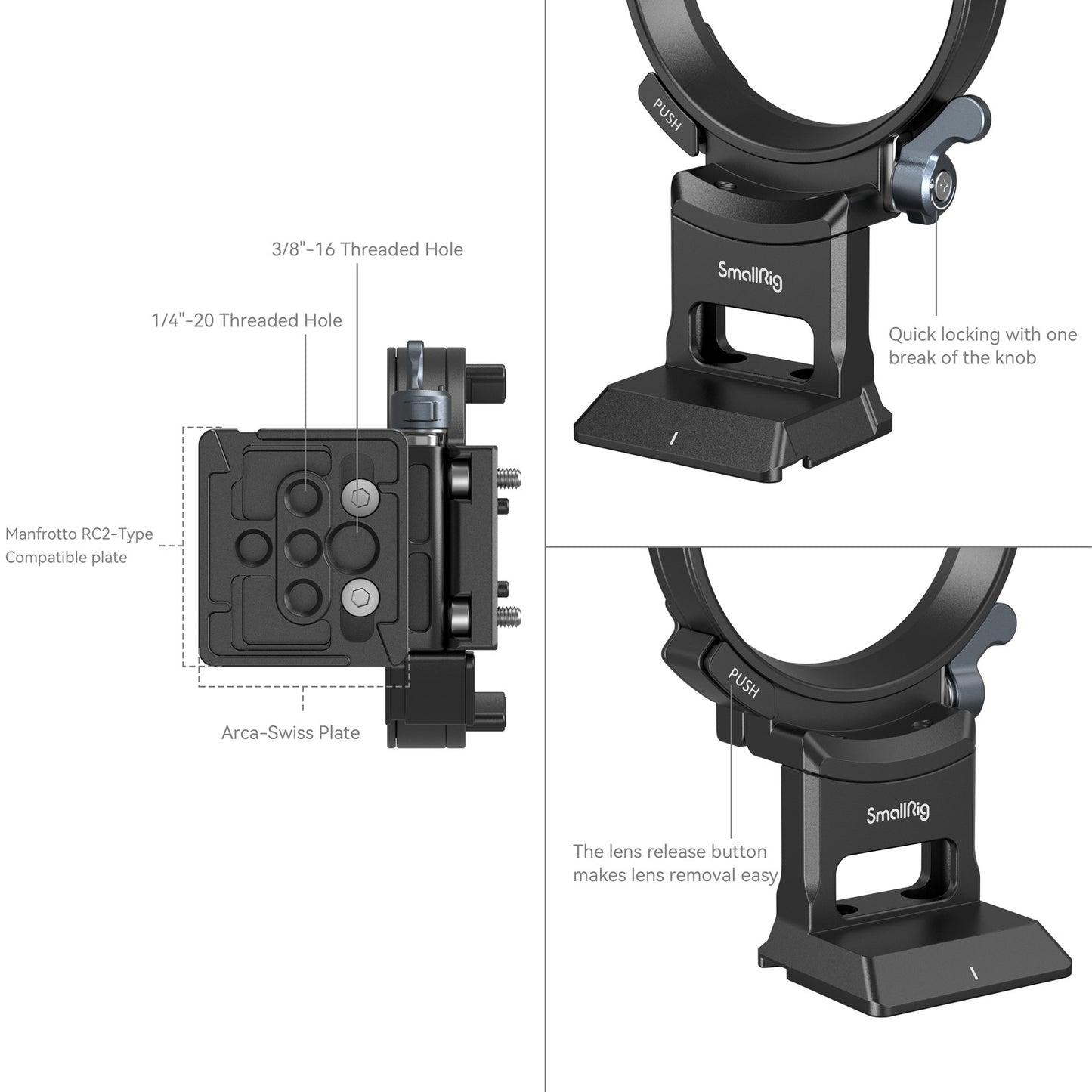 SmallRig Horizontal to Vertical Sony a7C II & a7CR Rotatable Camera Mounting Plate Kit for RC2 & Arca-Swiss Type Tripod Heads with Multiple Mounting Points, Full Access to Buttons & Ports | 4424