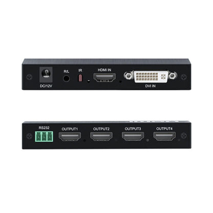 ArgoX 1080p FHD / 4K UHD HDMI 2x2 Video Wall Controller Multi Screen Splicer Processor with HDMI/DVI Input, 4 HDMI Output, IR Remote, RS232 Control, Equalized Multiple Splicing, and Anti-static Technology | HDVW04 HDVW06