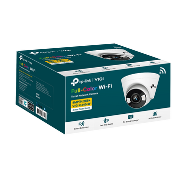 [CLEARANCE] TP-Link VIGI C440-W 4MP Full-Color Wi-Fi Turret Network CCTV Camera 2K QHD (4mm) Ceiling/Wall Mounting with Up to 150Mbps 2x2 MIMO Wireless Transmission, Two-Way Audio, Active Defense, Smart Detection, Remote Monitoring, microSD Memory