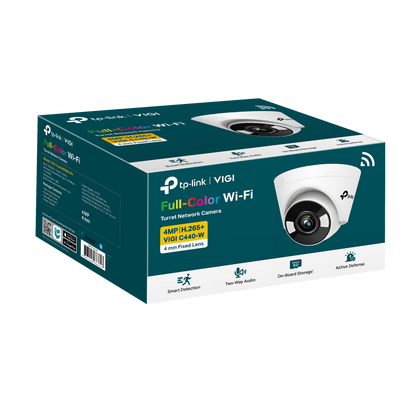 [CLEARANCE] TP-Link VIGI C440-W 4MP Full-Color Wi-Fi Turret Network CCTV Camera 2K QHD (4mm) Ceiling/Wall Mounting with Up to 150Mbps 2x2 MIMO Wireless Transmission, Two-Way Audio, Active Defense, Smart Detection, Remote Monitoring, microSD Memory