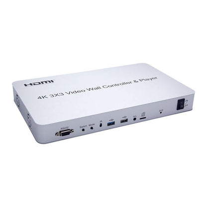 ArgoX 4K 3x3 Video Wall Controller & Player HDMI Input with 9 HDMI Outputs, Multiple Splicing Methods, Supports 2-Way USB2.0 Input, 3.5mm Audio Input, SD Card Signal Input, U Disk, and IR Control | HDVW3X3-M