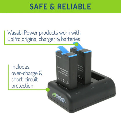 Wasabi Power 3.85V 1440mAh 2 Pack Battery and Dual USB Charger Kit replaces ACBAT-001 ACDBD-001 for GoPro MAX Action Camera | KIT-BB-MAX