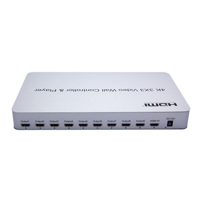 ArgoX 4K 3x3 Video Wall Controller & Player HDMI Input with 9 HDMI Outputs, Multiple Splicing Methods, Supports 2-Way USB2.0 Input, 3.5mm Audio Input, SD Card Signal Input, U Disk, and IR Control | HDVW3X3-M
