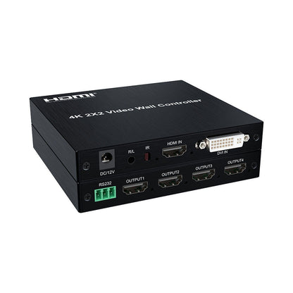 ArgoX 1080p FHD / 4K UHD HDMI 2x2 Video Wall Controller Multi Screen Splicer Processor with HDMI/DVI Input, 4 HDMI Output, IR Remote, RS232 Control, Equalized Multiple Splicing, and Anti-static Technology | HDVW04 HDVW06