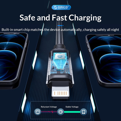 [CLEARANCE] ORICO 1 Meter PD 12W USB Lightning Fast Charging Cable for iPhone 15 14 13 12 11 Pro Max iPad Mini Pro Air Apple Airpods iOS Fast Charger | A2L-10
