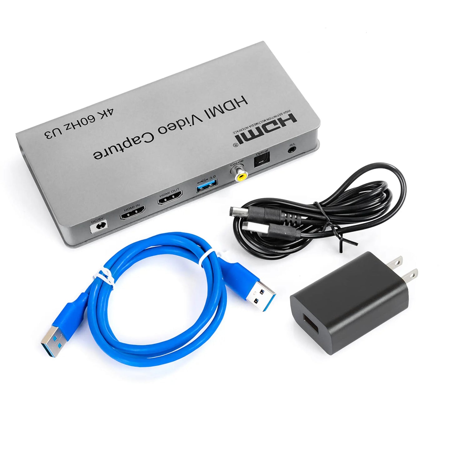 ArgoX HDVC9 4K 60Hz HDMI Video Capture U3 with Loop, Power Adapter USB, USB3.0 Cable, RCA Port, Supports 6Gbps Data Rate and TMDS Clock, Deep Color, AWG26 HMDI, Uncompressed YUY2, and VLC/OBS/Amcap