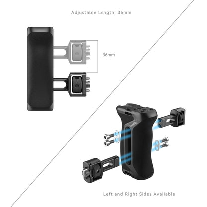 SmallRig Right-or-Left Side Handle Grip for Camera Cage with ARRI 3/8"-16 & 1/4"-20 Locating Screws, 15kg Payload Capcity, Cold Shoe Mounts, Wrist Strap Slot, 1.4" Vertical Adjustment | 4346