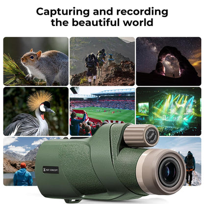 K&F Concept 12x50 Portable HD Waterproof Monocular Telescope with Fully Multi-Coated BAK-4 Prism Lens, 50mm Large Aperture, Ultra-Long-Range Field of View, Easy Focus and Lanyard for Outdoor Sports Hunting Hiking Camping Travel Photography