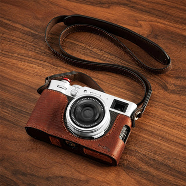 SmallRig Leather Half Camera Case for FUJIFILM X100VI with Shoulder Strap, Built-in 1/4”-20 Thumb Screw for Tripod Attachment and Other Accessories, Full Access to Ports, Buttons, Controls, and Battery Slots | 4699 | 4700