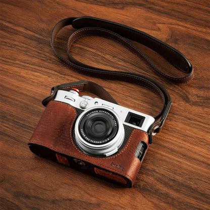 SmallRig Leather Half Camera Case for FUJIFILM X100VI with Shoulder Strap, Built-in 1/4”-20 Thumb Screw for Tripod Attachment and Other Accessories, Full Access to Ports, Buttons, Controls, and Battery Slots | 4699 | 4700