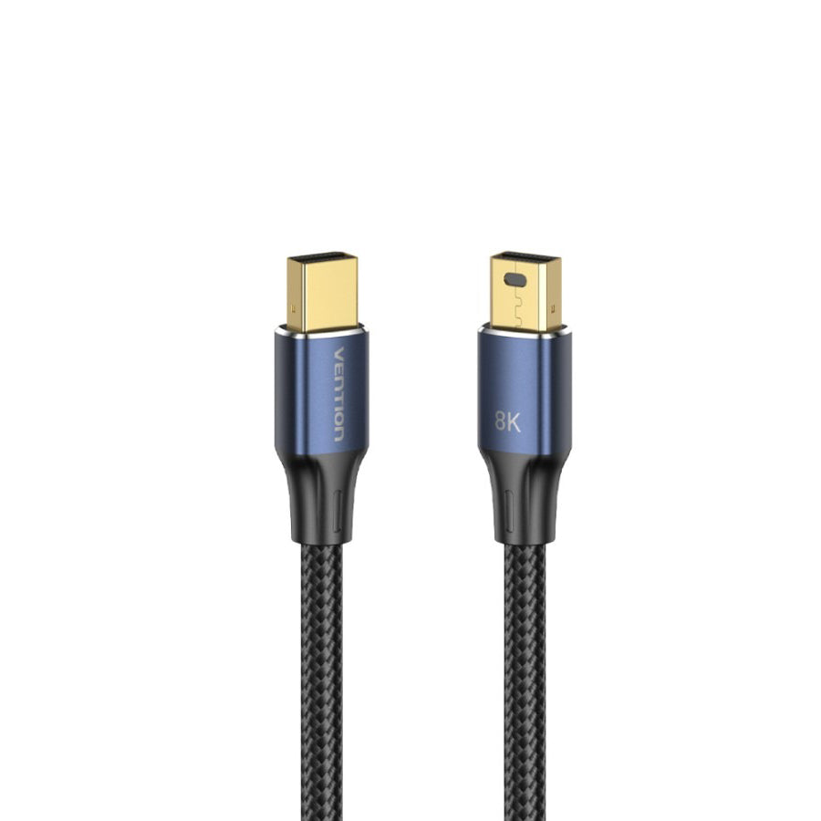 Vention 8K UHD 60Hz Mini DP DisplayPort 1.4 Male to Male Gold Plated Audio / Video Cable with HDR support, 32.4Gbps Bandwidth and Cotton Braided Sheathing for Monitors and Projectors (1.5 Meters, 2 Meters) HCGLG HCGLH