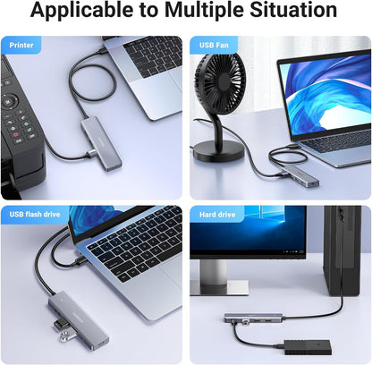 UGREEN 4-Port USB 3.0 Hub with USB A and USB C Data Ports, 5Gbps Transmission Speed and 0.6 Meter Extended Cable for Laptop, Computer, PC, Windows, macOS, Flash Drives, HDD, SDD | 15920
