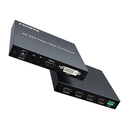 ArgoX 1080p FHD / 4K UHD HDMI 2x2 Video Wall Controller Multi Screen Splicer Processor with HDMI/DVI Input, 4 HDMI Output, IR Remote, RS232 Control, Equalized Multiple Splicing, and Anti-static Technology | HDVW04 HDVW06