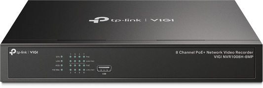 TP-Link VIGI 8 Channel PoE+ Network Video Recorder 8MP 4K HDMI with 24/7 Recording, Two-Way Audio, Smart Detection, SATA Up to 10TB, 2x USB 2.0, Support Rack Mounting, Surveillance System, IP Camera Development  | NVR1008H-8MP