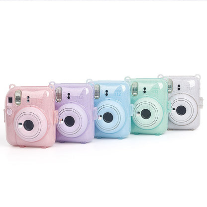 [CLEARANCE] Pikxi CM12 Fujifilm Instax Mini 12 Protective Glitter Crystal Transparent Camera Case Bag Dust and Scratch Proof with Shoulder Strap (Mint Green)