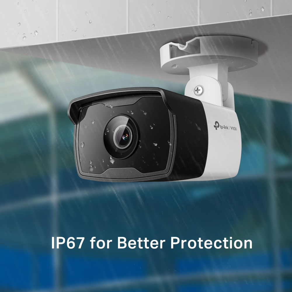 TP-Link VIGI C330I 3MP Outdoor IR Bullet Network CCTV Camera 2K QHD (2.8mm) Ceiling/Wall/Pole Mounting with Night Vision, Human/Vehicle Classification, Smart Detection, Smart Video, IP67 Waterproof, 12V DC/PoE, Remote Monitoring