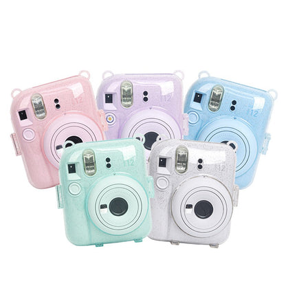 [CLEARANCE] Pikxi CM12 Fujifilm Instax Mini 12 Protective Glitter Crystal Transparent Camera Case Bag Dust and Scratch Proof with Shoulder Strap (Mint Green)