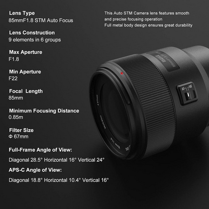 Meike 85mm F1.8 Auto Focus STM Full Frame Multicoated Medium Telephoto Prime Lens for Nikon Z Mount Z50, Z5, Z6, Z7, Z6II, Z7II, Z9, Z30, Z fc Mirrorless Camera
