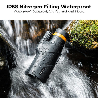 K&F Concept 12x50 Portable HD Waterproof Monocular Telescope with Fully Multi-Coated BAK-4 Prism Lens, 50mm Large Aperture, Ultra-Long-Range Field of View, Easy Focus and Lanyard for Outdoor Sports Hunting Hiking Camping Travel Photography