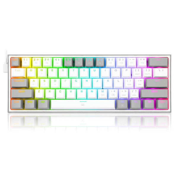 Redragon K617 Fizz 60 Keys Compact USB Wired TKL Tenkeyless Mechanical Gaming Keyboard RGB (Red Switches, Linear) Dust-Proof Hot Swappable for Mac, Windows, PC, Computer, Laptop (Black, Grey/White, Pink/White, White/Grey, White/Pink)