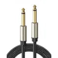 UGREEN 1 / 2 / 3 / 5 Meter Hi-Fi 6.35mm Male to Male AUX Instrument Audio Cable with Gold Plated Contacts, Nylon Braided Sleeves, and Zinc-Alloy Casing for Electric Guitars, Amplifiers, Mixers | 10636, 10638, 10639 - Size - 2 meters