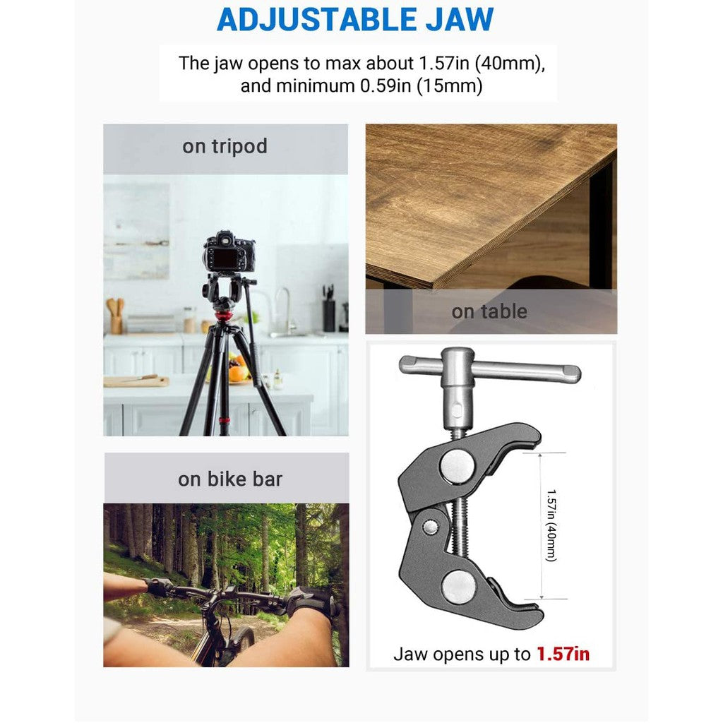 SmallRig Lightweight Aluminum Super Clamp Mount with 1/4Inch Screw Ball Head Mount 1124