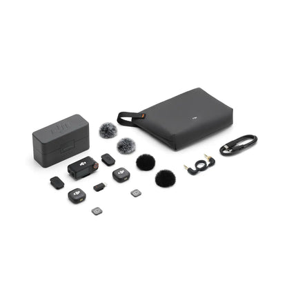 DJI Mic 3 / Mic 2 2TX + 1RX Wireless Microphone System 2 Person Lavalier Mic with Charging Case, Touchscreen Onboard Controls, Dual Band Wireless & Bluetooth Connection for Camera, Smartphone, Vlogging & Content Creation